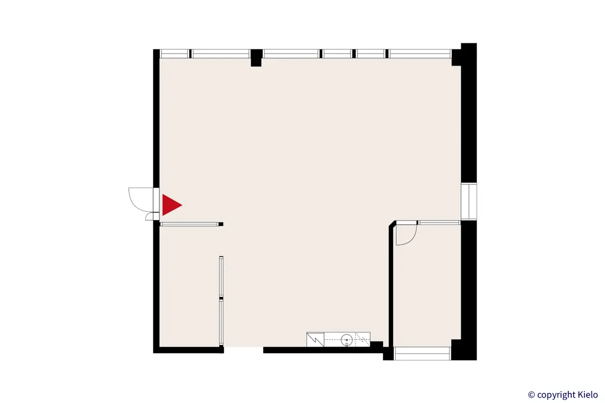 Lutakonaukio 7, Jyväskylä, 3. kerroksen 131 m2 toimitilan pohjakuva.