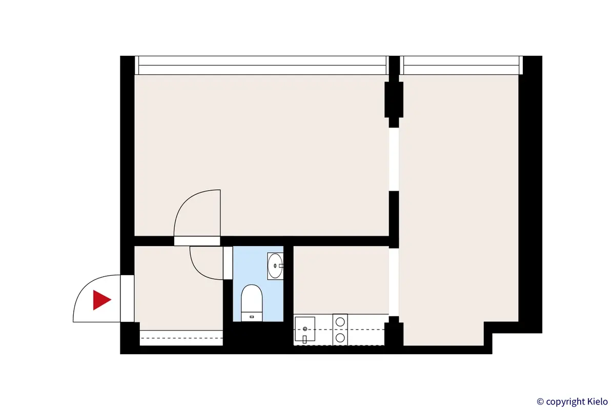 Porin Itäpuisto 11 kuudennen kerroksen 36 m² toimitilan pohjakuva