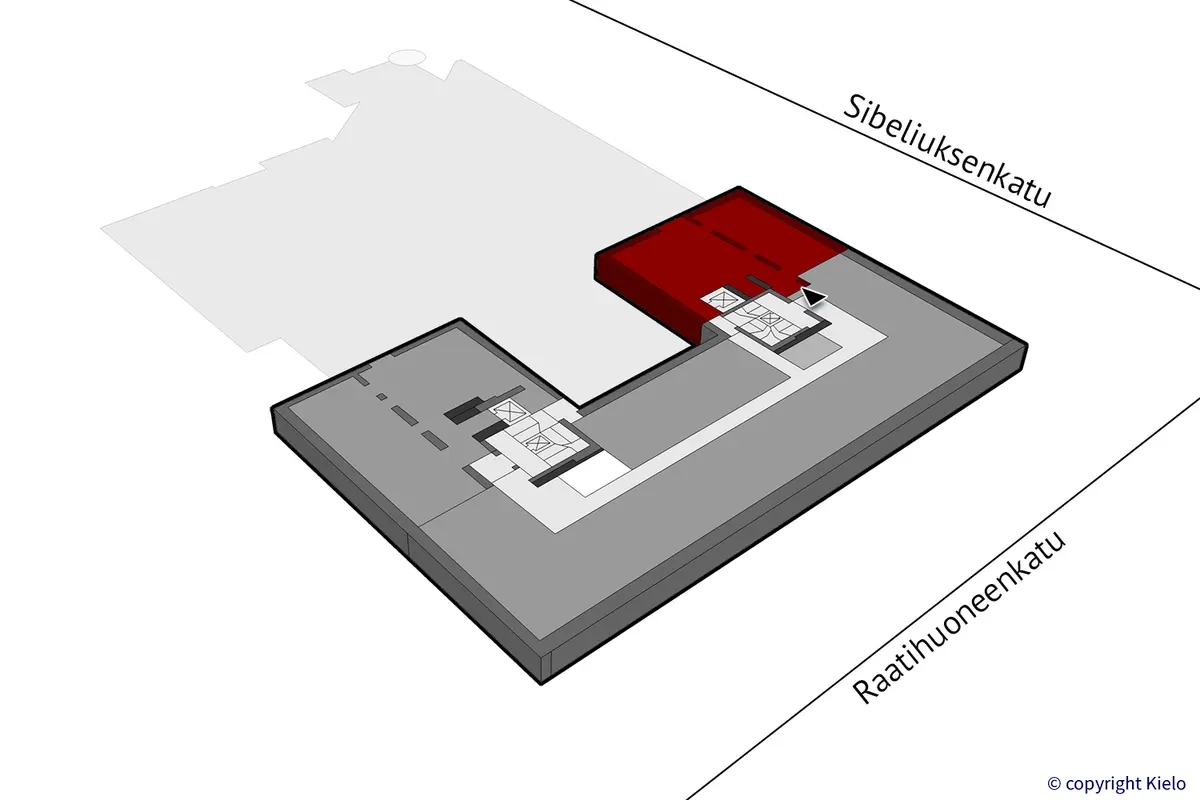 Hämeenlinnan Sibeliuksenkatu 2 4. kerroksen 129 m² toimitilan sijaintikuva