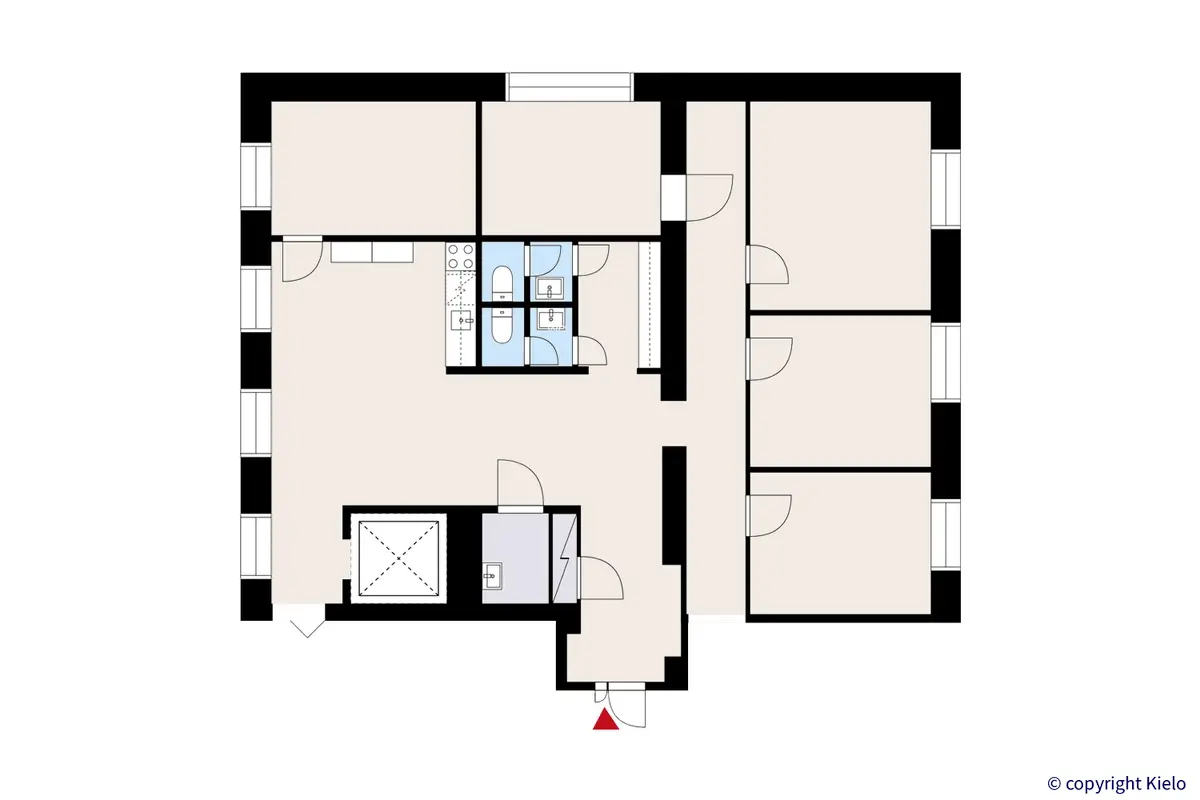 Hämeenlinnan Sibeliuksenkatu 2 4. kerroksen 129 m² toimitilan pohjakuva