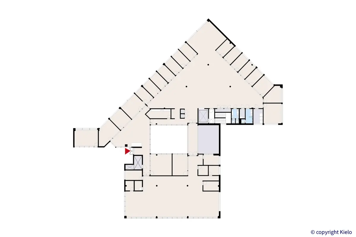 Mattilanniemi 6, Jyväskylä, 3. kerroksen 1162,5 m2 toimitilan pohjakuva.