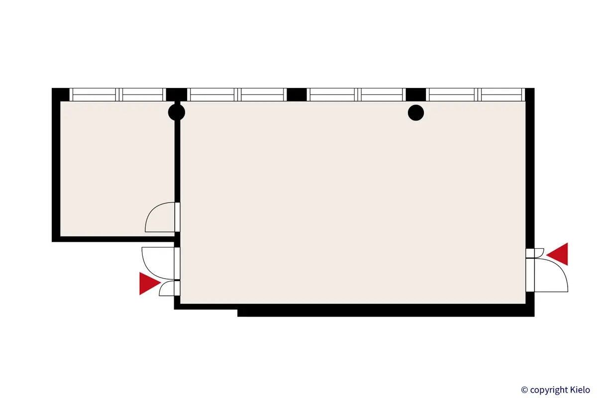 Ylistönmäentie 31, Jyväskylä, 1. kerroksen 54 m2 toimitilan pohjakuva.