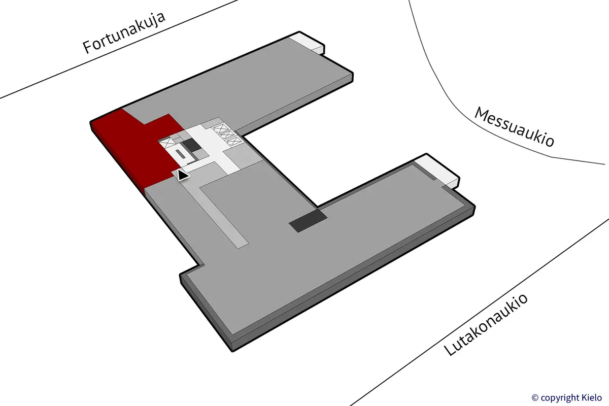 Jyväskylän Lutakonaukio 7, 4. kerroksen 147 m2 toimitilan sijaintikuva.