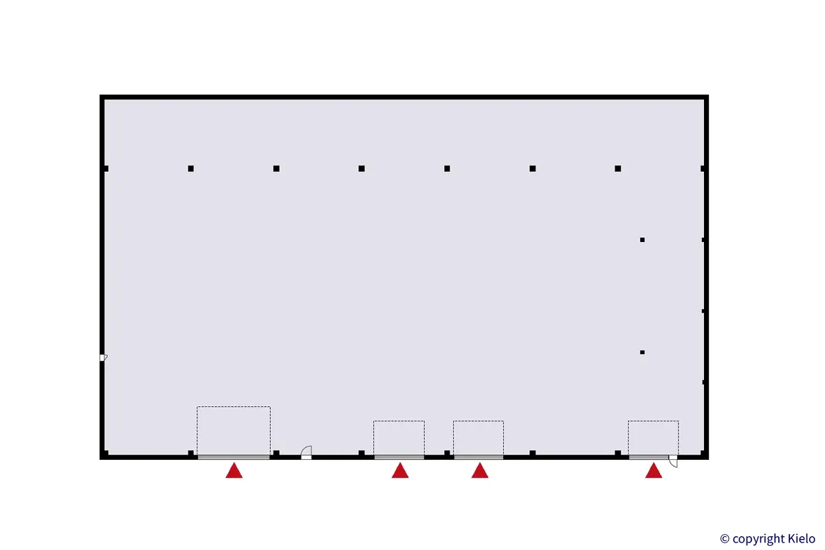 Varikkokatu 2, Kuopio, 1. kerroksen 1516 m2 toimitilan pohjakuva.