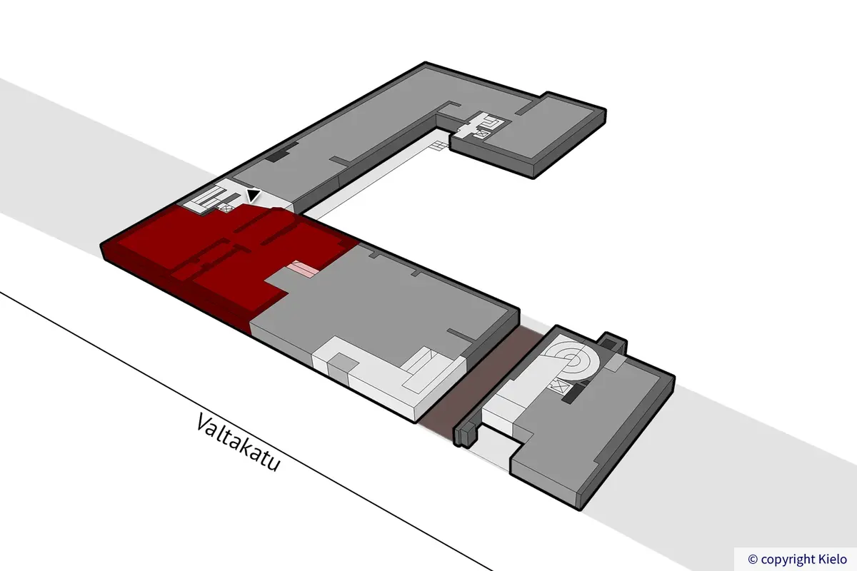 Porin Valtakatu 12, katutason 194 m2 toimitilan sijaintikuva.