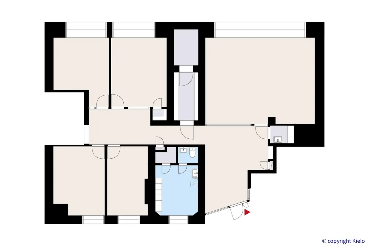 Valtakatu 12, Pori, katutason 194 m2 toimitilan pohjakuva.