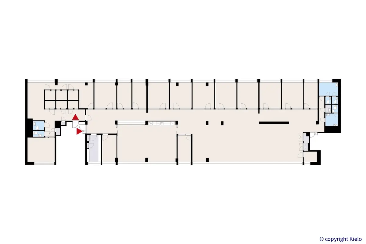 Valtakatu 12, Pori, 5. kerroksen 630 m2 toimitilan pohjakuva.