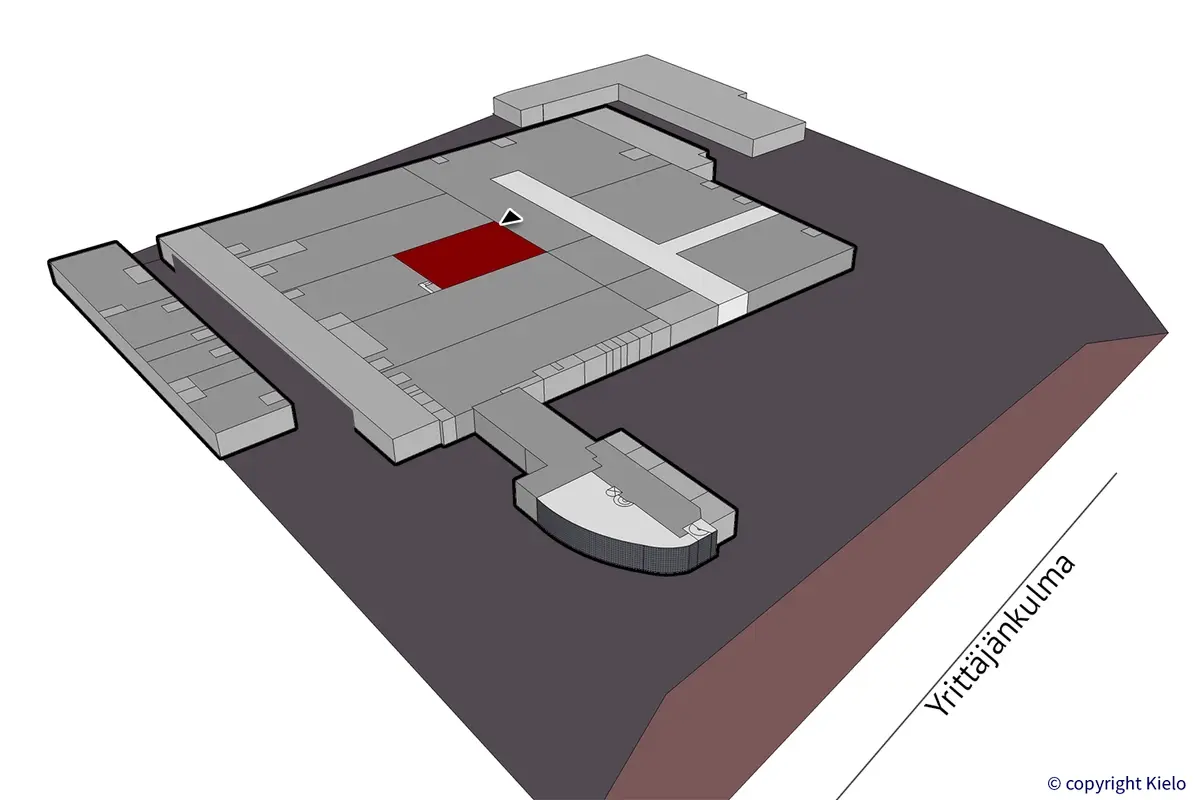 Tampereen Yrittäjänkulma 5, 1. kerroksen 639 m2 toimitilan sijaintikuva.