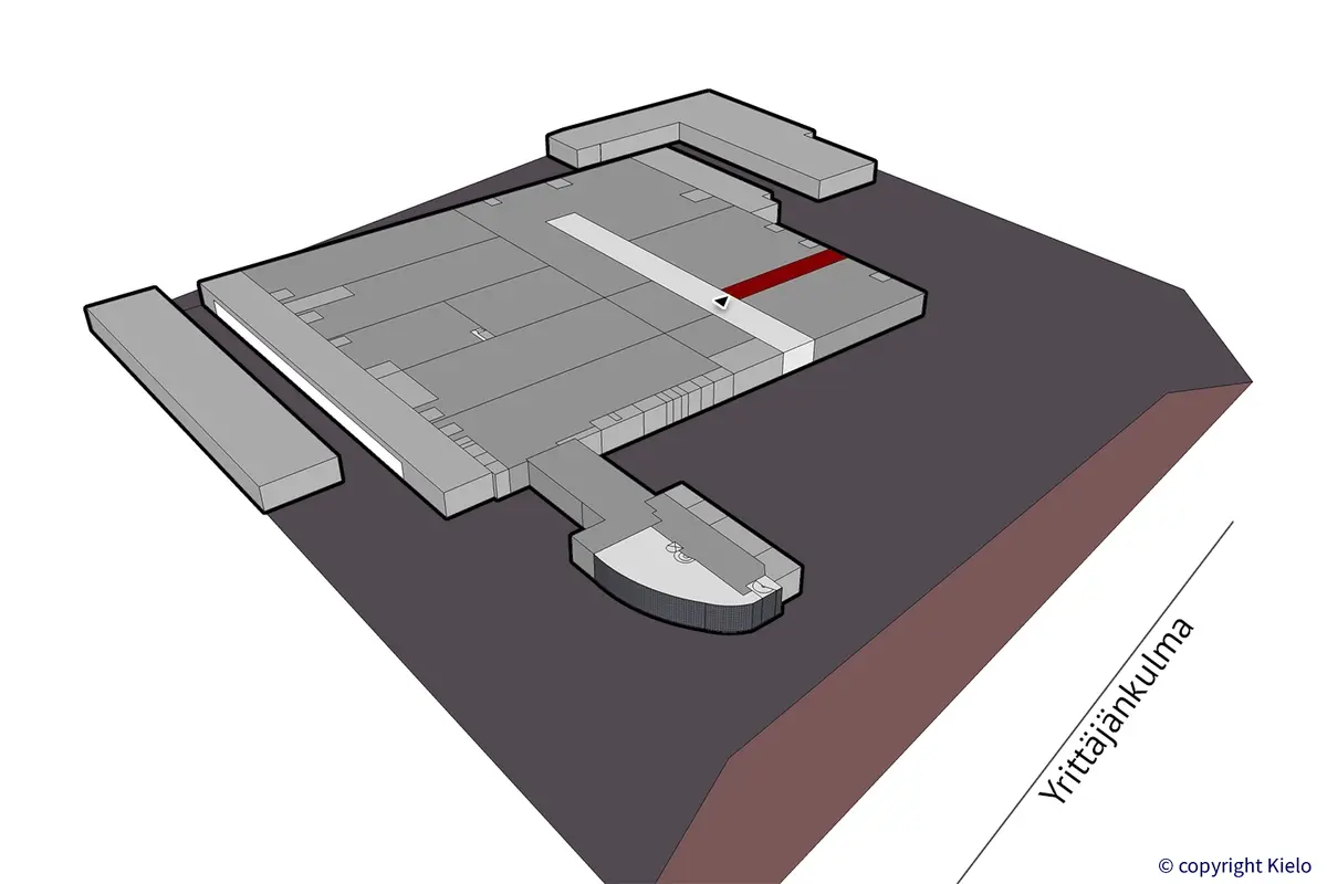 Tampereen Yrittäjänkulma 5, 1. kerroksen 245 m2 toimitilan sijaintikuva.