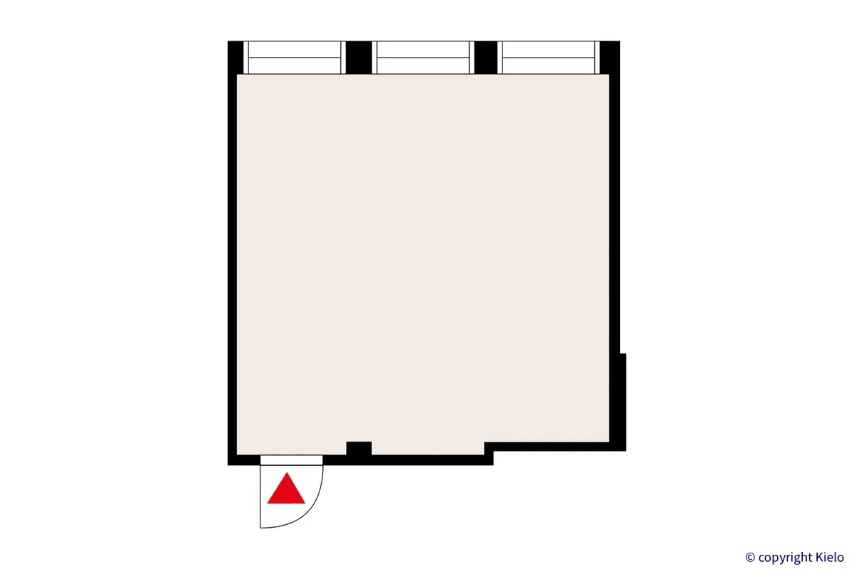 Artturinkatu 2, Turku, 2. kerroksen 30 m2 toimtilan pohjakuva.