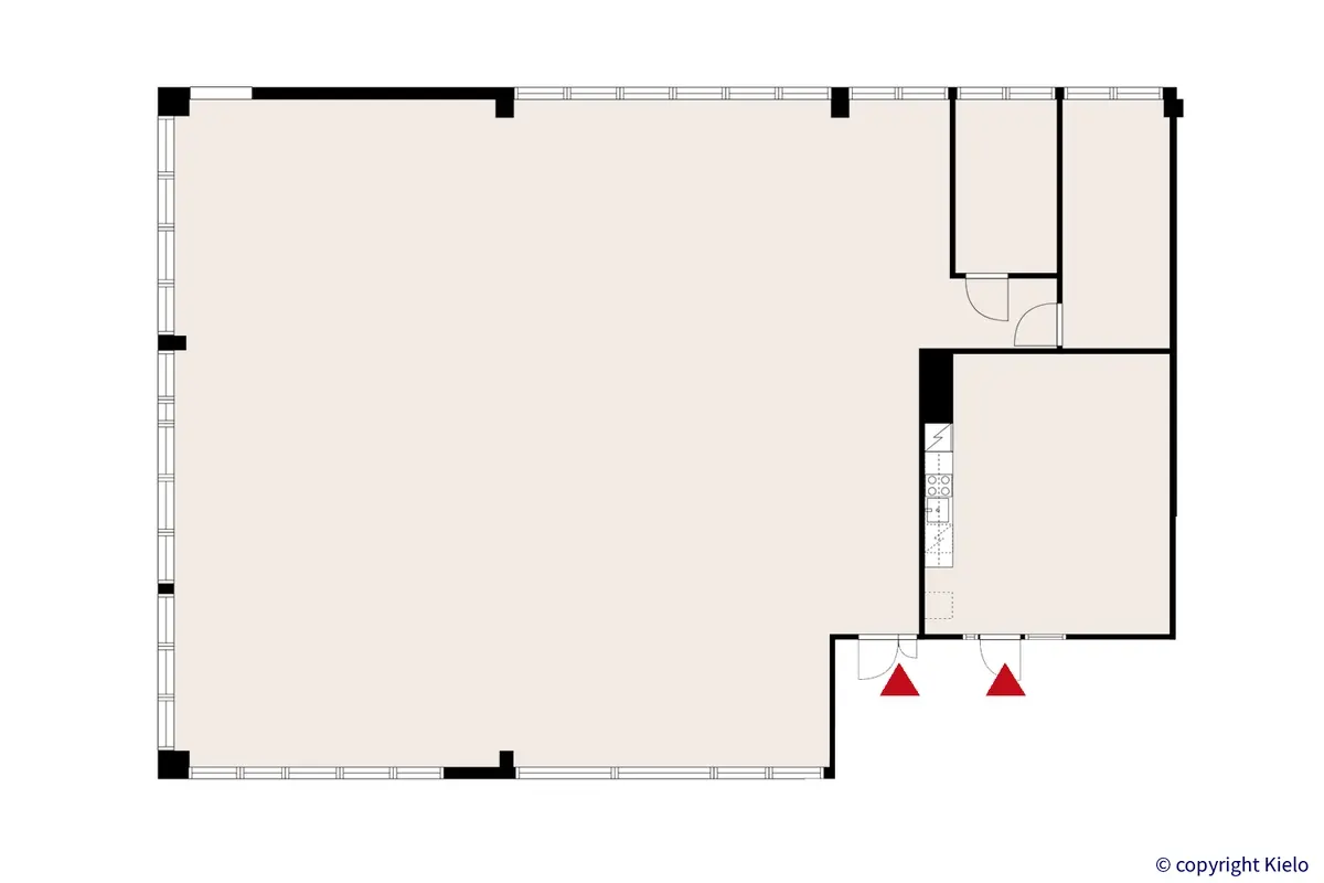 Palokankaantie 18, Jyväskylä, 2. kerroksen 313 m2 toimitilan pohjakuva.