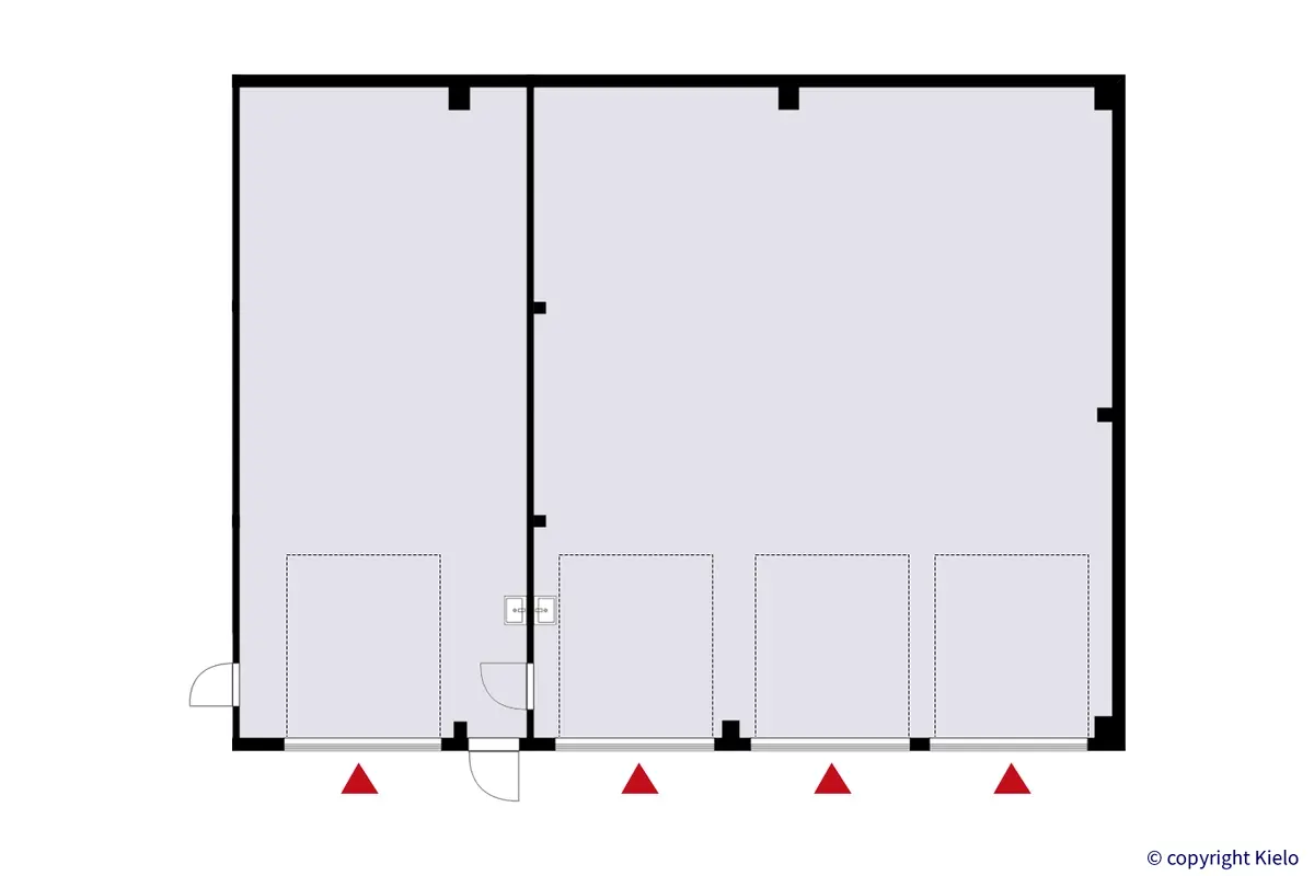Palokankaantie 18, Jyväskylä, 1. kerroksen 298,5 m2 toimitilan pohjakuva.