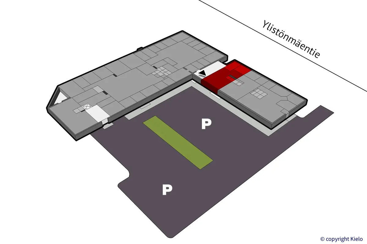 Ylistönmäentie 24 Jyväskylä, 1. kerroksen 78m2 toimitilan sijaintikuva.