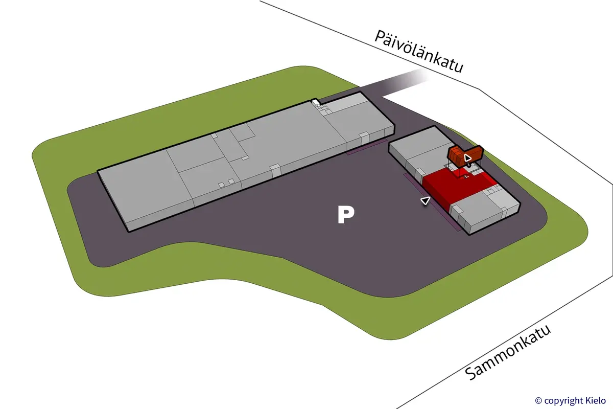 Seinäjoen Päivölänkatu 2 katutason 484,5 m2 toimitilan sijaintikuva
