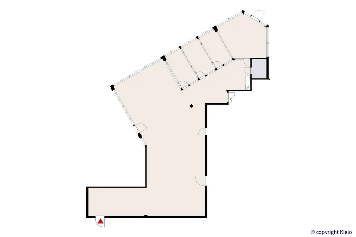 Jyväskylän Piippukatu 11. 4. kerroksen 251 m2 toimitilan pohjakuva.