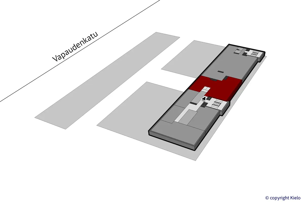 Jyväskylän Vapaudenkatu 48-50, 5. kerroksen 157 m2 toimitilan sijaintikuva.