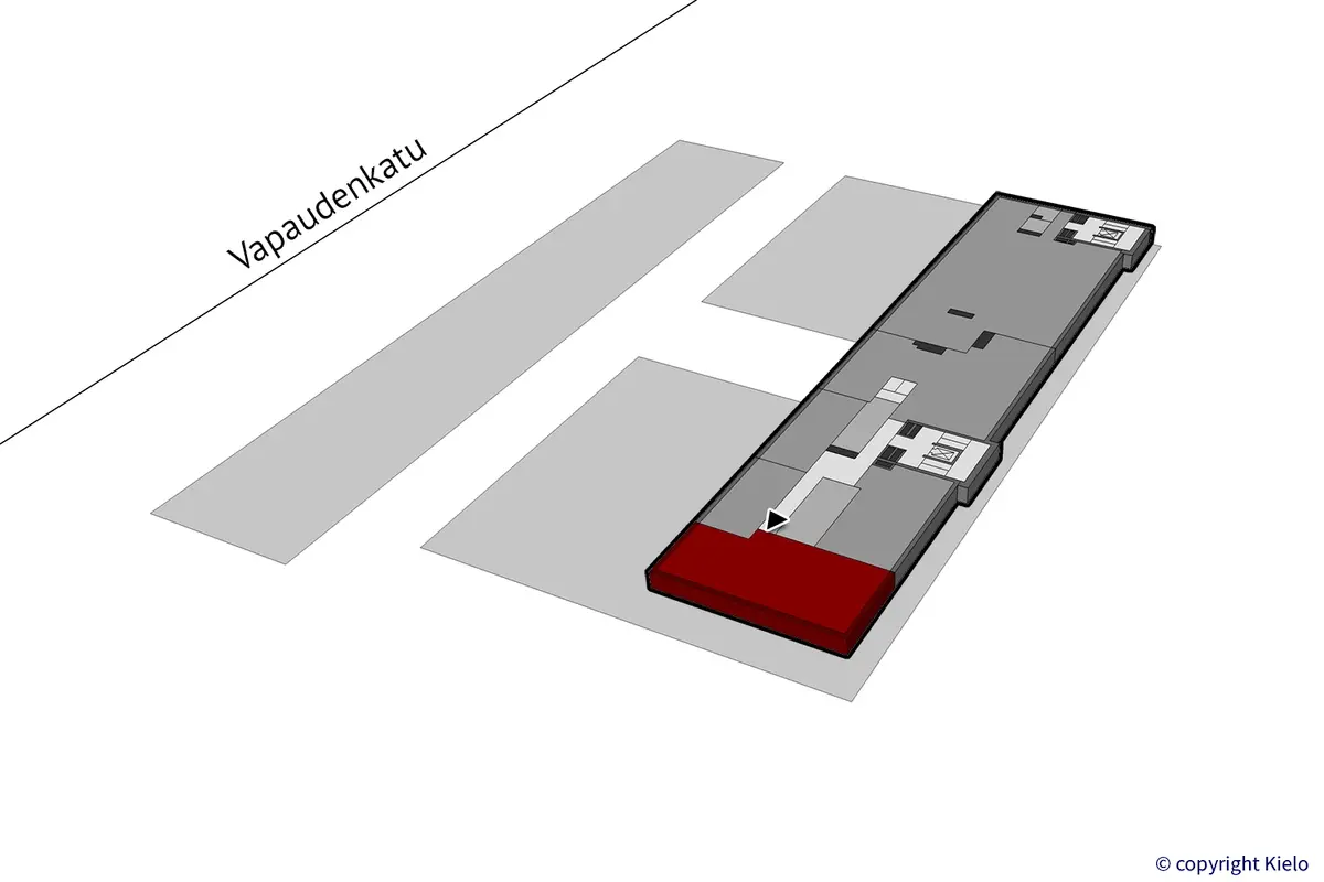 Jyväskylän Vapaudenkatu 48-50, 5. kerroksen 89 m2 toimitilan sijaintikuva.