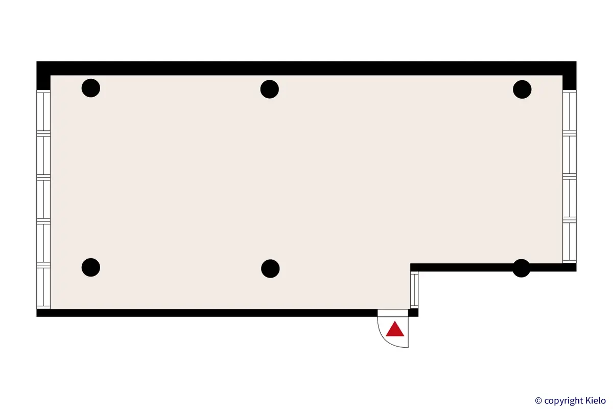 Vapaudenkatu 48-50, Jyväskylä, 5. kerroksen 89 m2 toimitilan pohjakuva.
