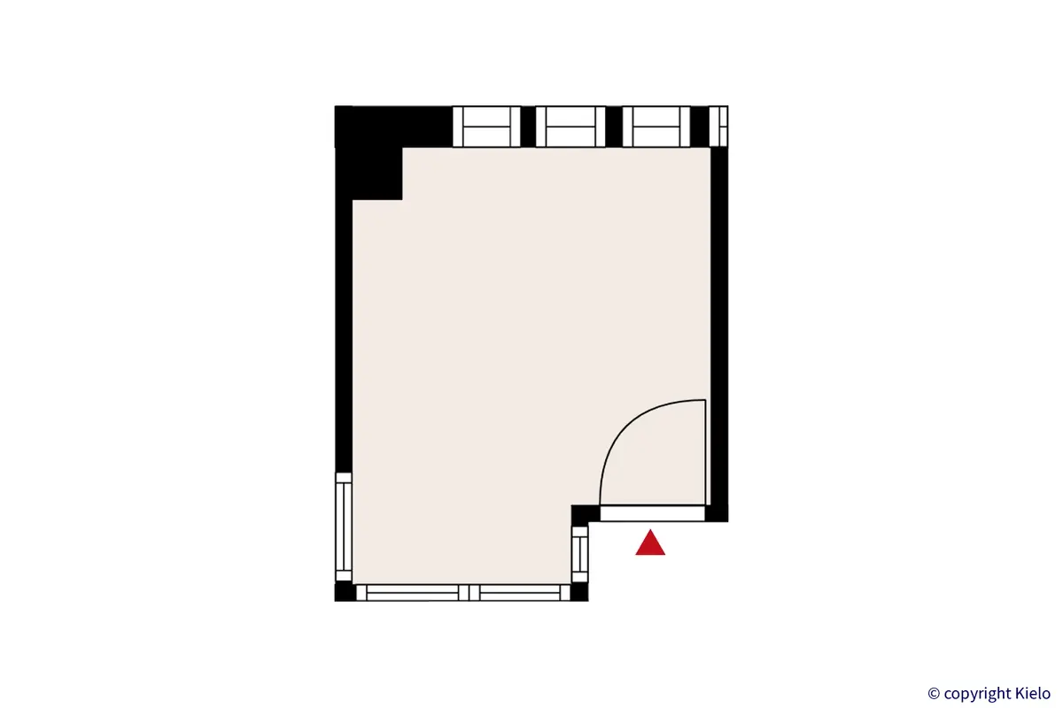 Oulun Voudintie 4 ensimmäisen kerroksen 8,5 m² toimistohuoneen T5 pohjakuva