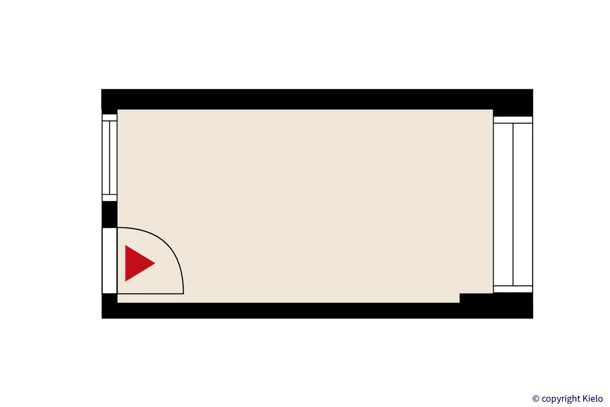 Innova 4 toimitilakiinteistön 2. kerroksen 12 m2 toimitilan pohjakuva.