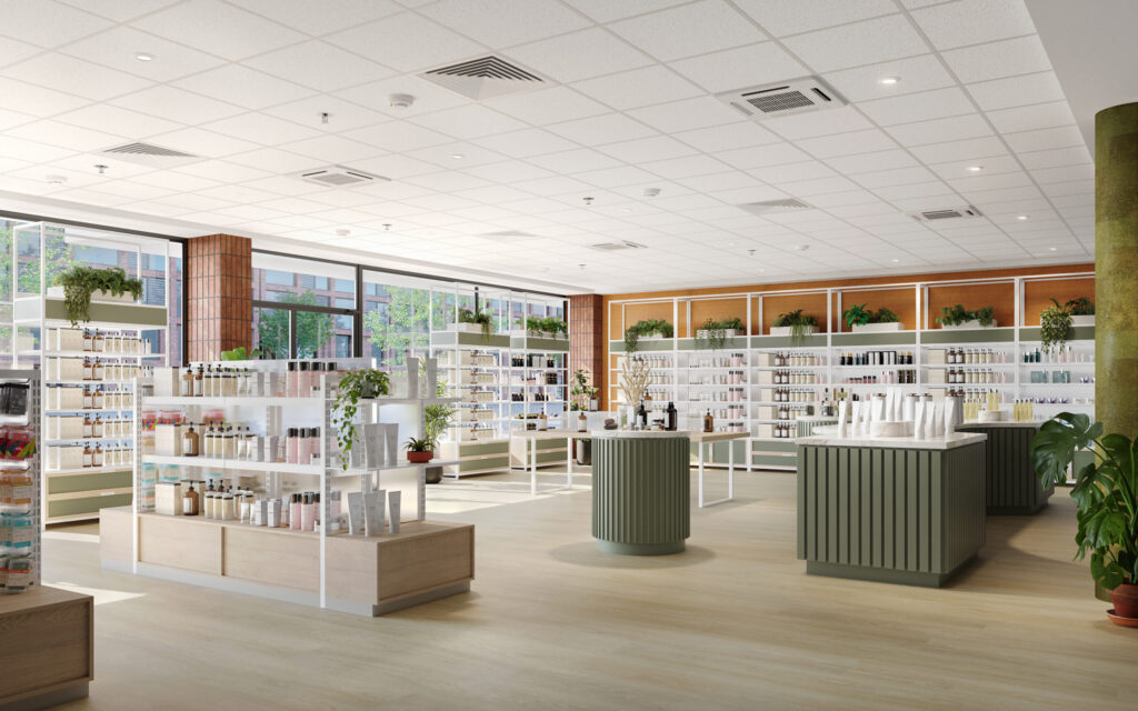 kauppakaari toimitilan liiketilassa  hyvinvointikauppa